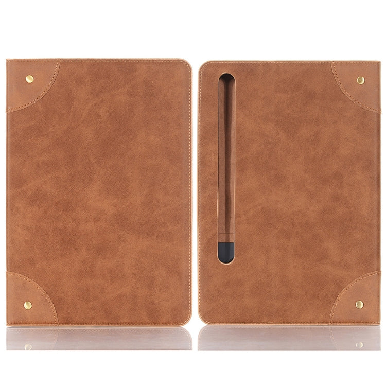 For Samsung Galaxy Tab S9 FE Retro Book Leather Tablet Case(Light Brown) - Galaxy Tab S9 FE by buy2fix | Online Shopping UK | buy2fix