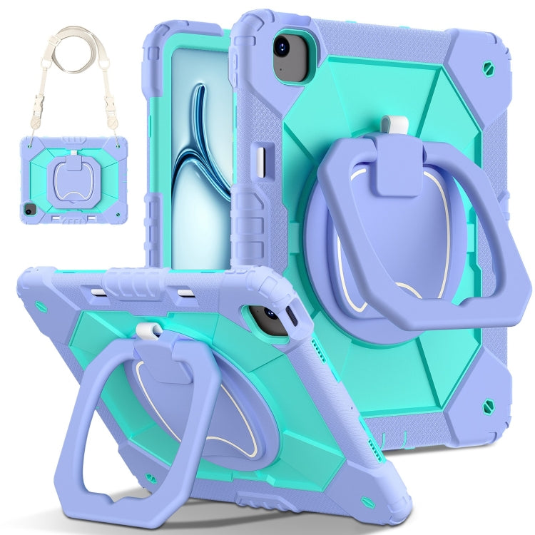 For iPad Air 13 2024 Contrast Color Robot Silicone Hybrid PC Tablet Case(Purple Mint Green) - iPad Air 13 2024 Cases by buy2fix | Online Shopping UK | buy2fix