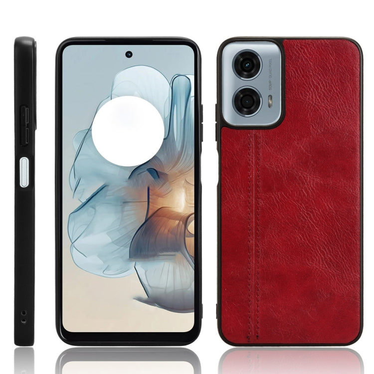 For Motorola Moto G 5G 2024 / G Play 5G 2024 Cow Pattern Sewing Back Cover Phone Case(Red) - Motorola Cases by buy2fix | Online Shopping UK | buy2fix