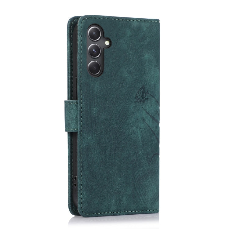 For Samsung Galaxy S24+ / S25+ 5G Orchid Butterfly Embossed Leather Phone Case(Green) - Galaxy S24+ 5G Cases by buy2fix | Online Shopping UK | buy2fix