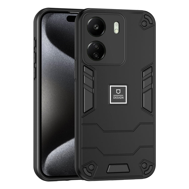 For Xiaomi Redmi 13C 2 in 1 Shockproof Phone Case(Black) - 13C Cases by buy2fix | Online Shopping UK | buy2fix