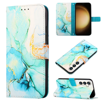 For Samsung Galaxy S24 5G PT003 Marble Pattern Flip Leather Phone Case(Green) - Galaxy S24 5G Cases by buy2fix | Online Shopping UK | buy2fix