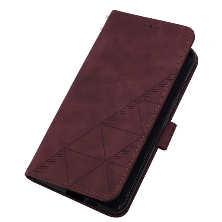 For Samsung Galaxy S24+ 5G Crossbody 3D Embossed Flip Leather Phone Case(Wine Red) - Galaxy S24+ 5G Cases by buy2fix | Online Shopping UK | buy2fix