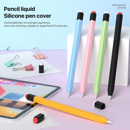 For Apple Pencil 1 Retro Pencil Style Liquid Silicone Stylus Case(Pink) - Pencil Accessories by buy2fix | Online Shopping UK | buy2fix