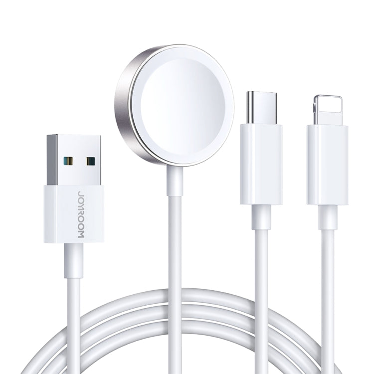 JOYROOM S-IW008 3 in 1 USB to 8 Pin + USB-C/Type-C + Magnetic Watch Wireless Charging Data Cable, Length: 1.2m(White) - Multifunction Cable by JOYROOM | Online Shopping UK | buy2fix