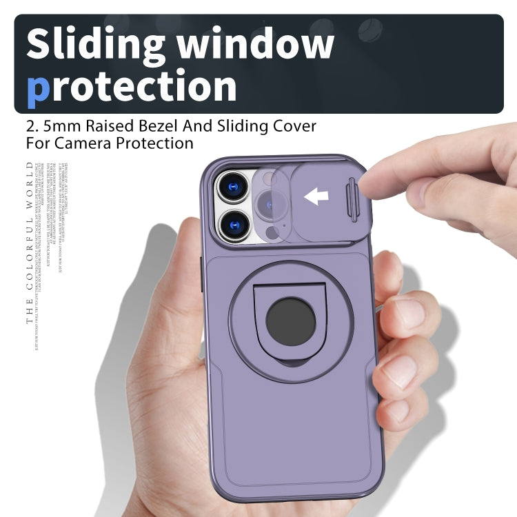 For iPhone 16 Pro Max Camshield MagSafe Ring Holder Armor Phone Case(Purple) - iPhone 16 Pro Max Cases by buy2fix | Online Shopping UK | buy2fix