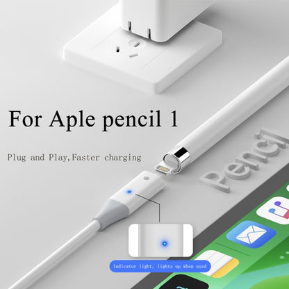 For Apple Pencil 1 USB-C / Type-C to 8 Pin Stylus Charging Cable with Indicator Light, Length:1m(White) - Pencil Accessories by buy2fix | Online Shopping UK | buy2fix