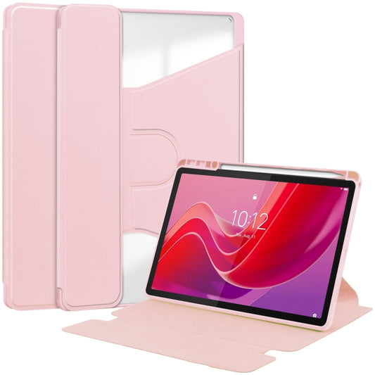 For Lenovo Tab M11/Xiaoxin Pad 11 2024 360 Rotation Transparent Smart Leather Case(Pink) - Lenovo by buy2fix | Online Shopping UK | buy2fix