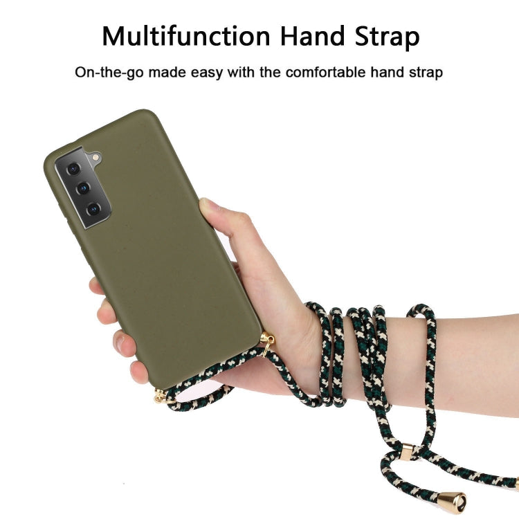 For Samsung Galaxy S24 5G Wheat Straw Material + TPU Phone Case with Lanyard(Army Green) - Galaxy S24 5G Cases by buy2fix | Online Shopping UK | buy2fix