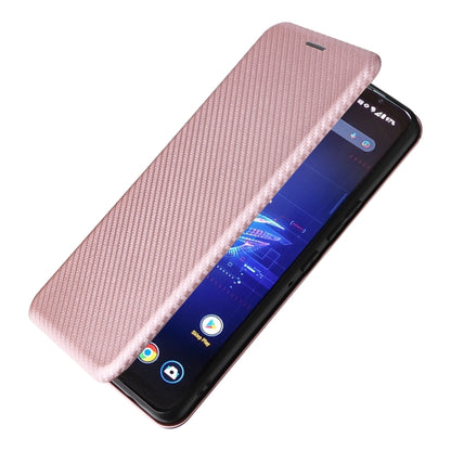 For ASUS ROG Phone 8 Carbon Fiber Texture Flip Leather Phone Case(Pink) - ASUS Cases by buy2fix | Online Shopping UK | buy2fix