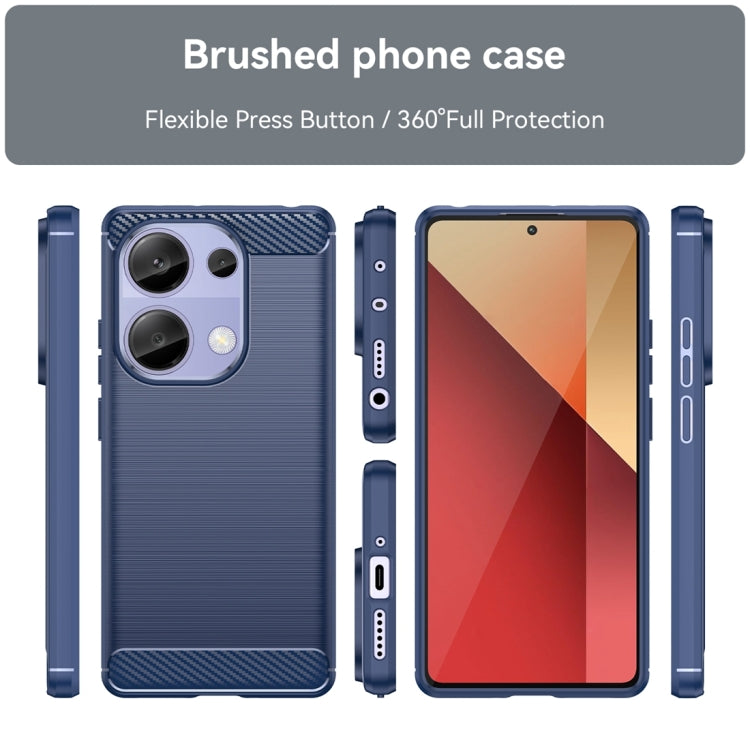 For Xiaomi Redmi Note 13 Pro 4G Global Brushed Texture Carbon Fiber TPU Phone Case(Blue) - Note 13 Pro Cases by buy2fix | Online Shopping UK | buy2fix