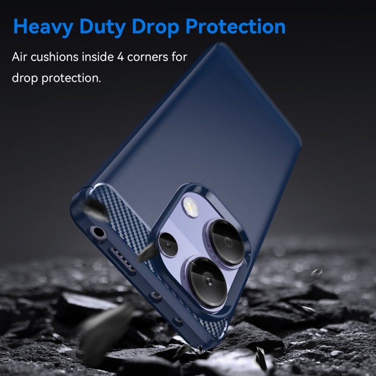 For Xiaomi Redmi Note 13 Pro 4G Global Brushed Texture Carbon Fiber TPU Phone Case(Blue) - Note 13 Pro Cases by buy2fix | Online Shopping UK | buy2fix