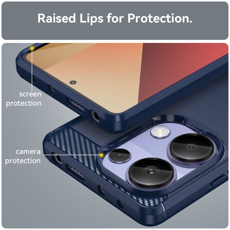 For Xiaomi Redmi Note 13 Pro 4G Global Brushed Texture Carbon Fiber TPU Phone Case(Blue) - Note 13 Pro Cases by buy2fix | Online Shopping UK | buy2fix