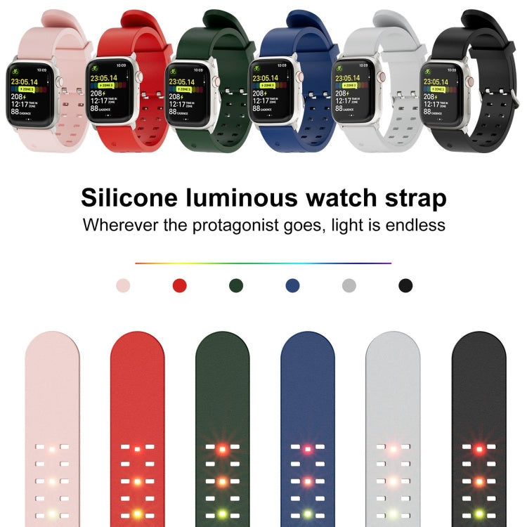 For Apple Watch Series 3 38mm Luminous Colorful Light Silicone Watch Band(Pink) - Watch Bands by buy2fix | Online Shopping UK | buy2fix