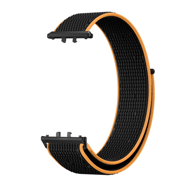 For Samsung Galaxy Fit 3 Woven Nylon Loop Watch Band(Black Orange) - Watch Bands by buy2fix | Online Shopping UK | buy2fix