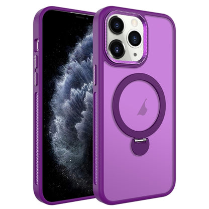 For iPhone 11 Pro MagSafe Magnetic Holder Breathable Phone Case(Purple) - iPhone 11 Pro Cases by buy2fix | Online Shopping UK | buy2fix