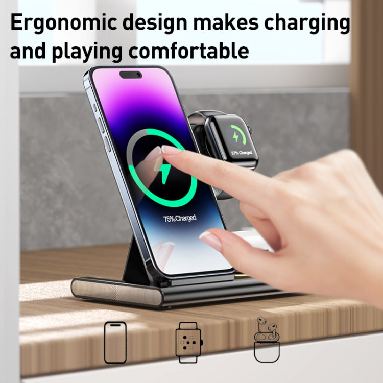 A80 3 in 1 15W Folding Wireless Charger(Black) - Wireless Charger by buy2fix | Online Shopping UK | buy2fix