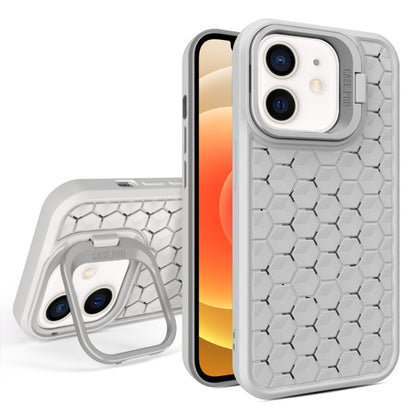 For iPhone 12 Honeycomb Radiating Lens Holder Magsafe Phone Case(Grey) - iPhone 12 / 12 Pro Cases by buy2fix | Online Shopping UK | buy2fix