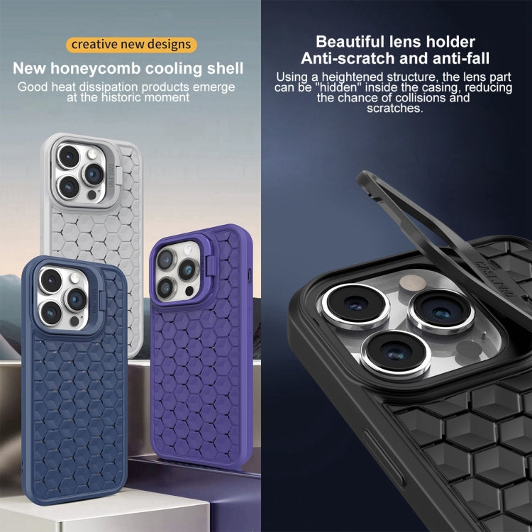 For iPhone 15 Plus Honeycomb Radiating Lens Holder Magsafe Phone Case(Grey) - iPhone 15 Plus Cases by buy2fix | Online Shopping UK | buy2fix