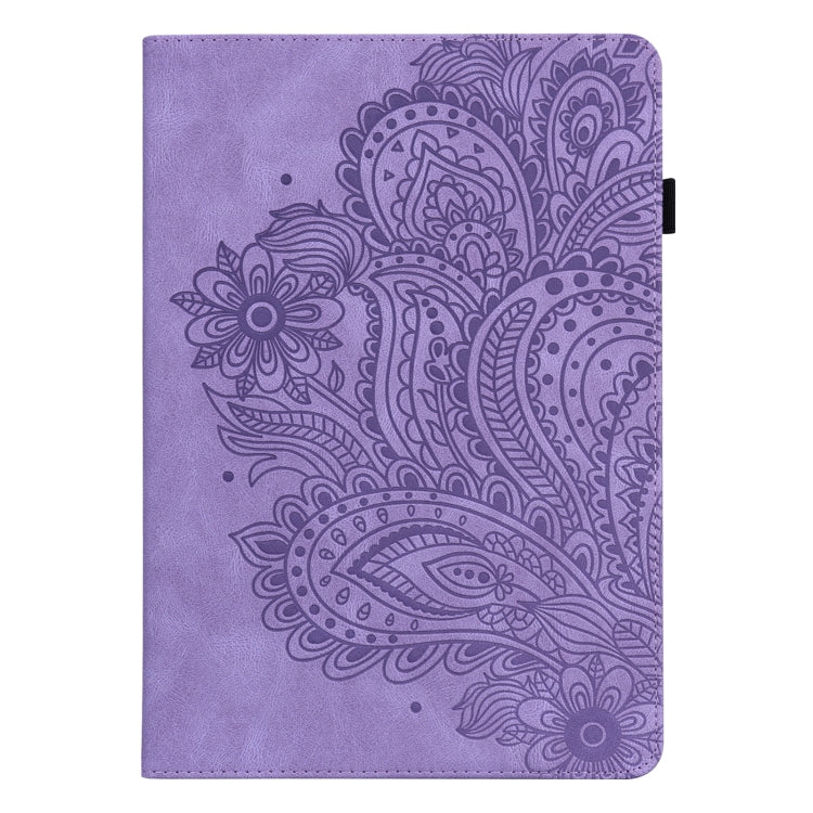 For Lenovo Tab M11 / Xiaoxin Pad 11 2024 Peacock Embossed Pattern Leather Tablet Case(Purple) - Lenovo by buy2fix | Online Shopping UK | buy2fix
