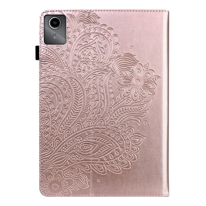 For Lenovo Tab M11 / Xiaoxin Pad 11 2024 Peacock Embossed Pattern Leather Tablet Case(Rose Gold) - Lenovo by buy2fix | Online Shopping UK | buy2fix