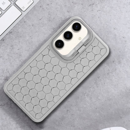 For Samsung Galaxy S24+ 5G Honeycomb Radiating Lens Holder Magsafe Phone Case(Grey) - Galaxy S24+ 5G Cases by buy2fix | Online Shopping UK | buy2fix