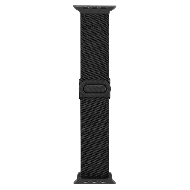 For Apple Watch Ultra 49mm Carbon Fiber Texture Snap Buckle Nylon Watch Band(Black) - Watch Bands by buy2fix | Online Shopping UK | buy2fix