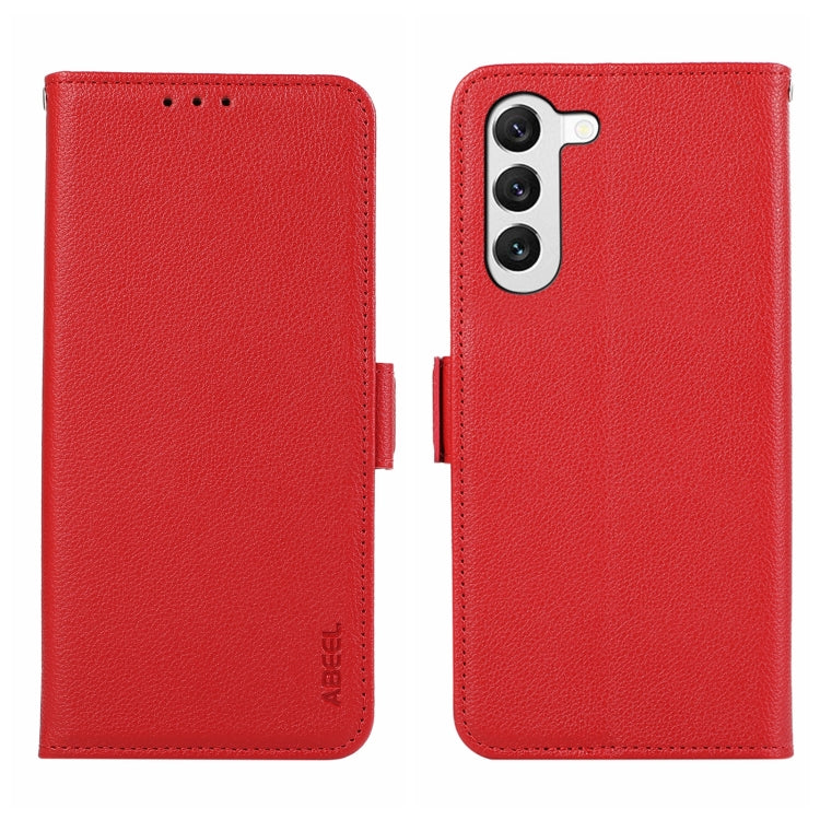 For Samsung Galaxy S22+ 5G ABEEL Side-Magnetic Litchi Pattern Leather RFID Phone Case(Red) - Galaxy S22+ 5G Cases by buy2fix | Online Shopping UK | buy2fix
