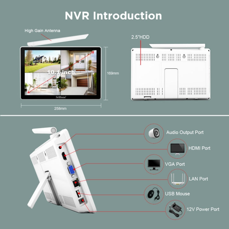 SriHome NVS010-IPC056 Ultra HD 4 Channel WiFi Network Video Recorder Set(UK Plug) - Digital Video Recorder by SriHome | Online Shopping UK | buy2fix