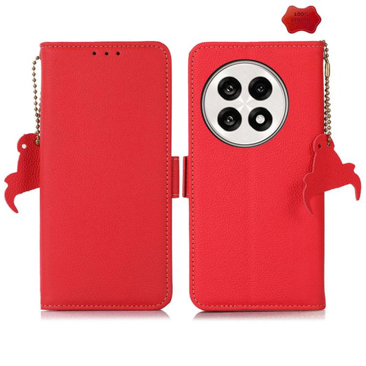 For OnePlus Ace 5 Pro / Ace 5 / 13R Side-Magnetic TJ Genuine Leather RFID Phone Case(Red) - OnePlus Cases by buy2fix | Online Shopping UK | buy2fix