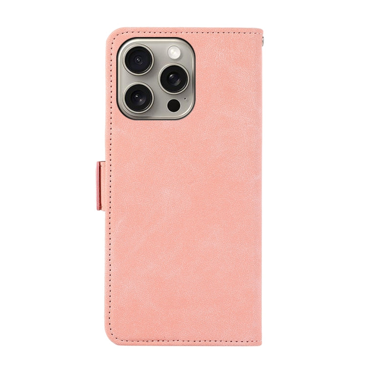 For iPhone 16 Pro Max ABEEL Frosted Magnetic RFID Leather Phone Case(Pink) - iPhone 16 Pro Max Cases by buy2fix | Online Shopping UK | buy2fix