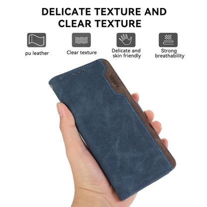 For Samsung Galaxy S21+ 5G ABEEL Color Block Magnetic RFID Leather Phone Case(Blue-Brown) - Galaxy S21+ 5G Cases by buy2fix | Online Shopping UK | buy2fix