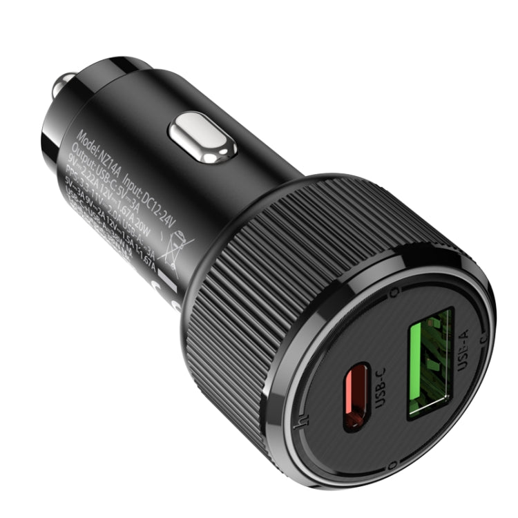 hoco NZ14A Guerrero PD20W + QC3.0 Dual-port USB Car Charger(Black) - Car Charger by hoco | Online Shopping UK | buy2fix