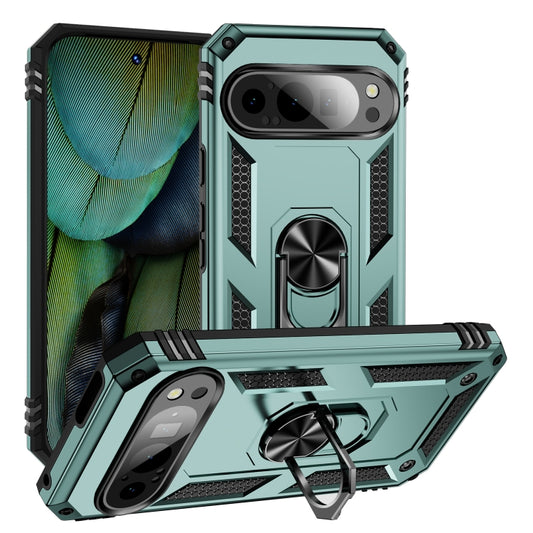 For Google Pixel 9 Shockproof TPU + PC Phone Case with Holder(Dark Green) - Google Cases by buy2fix | Online Shopping UK | buy2fix