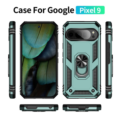 For Google Pixel 9 Shockproof TPU + PC Phone Case with Holder(Dark Green) - Google Cases by buy2fix | Online Shopping UK | buy2fix