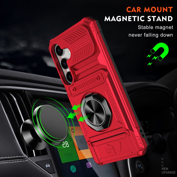 For Samsung Galaxy S24 5G TPU+PC Shockproof Card Phone Case with Metal Ring Holder(Red) - Galaxy S24 5G Cases by buy2fix | Online Shopping UK | buy2fix