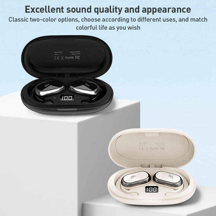 ZGA GS08 LED Digital Display Open Wireless Bluetooth Earphone(White) - Bluetooth Earphone by ZGA | Online Shopping UK | buy2fix
