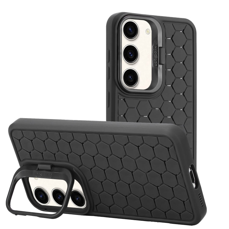 For Samsung Galaxy S23+ 5G Honeycomb Radiating Lens Holder TPU Phone Case(Black) - Galaxy S23+ 5G Cases by buy2fix | Online Shopping UK | buy2fix