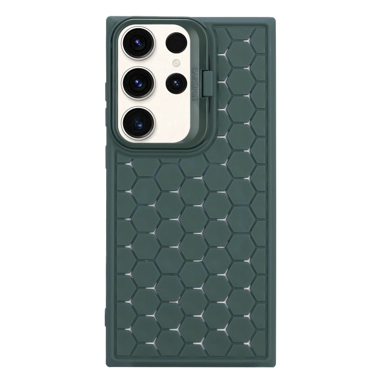 For Samsung Galaxy S23 Ultra 5G Honeycomb Radiating Lens Holder TPU Phone Case(Green) - Galaxy S23 Ultra 5G Cases by buy2fix | Online Shopping UK | buy2fix