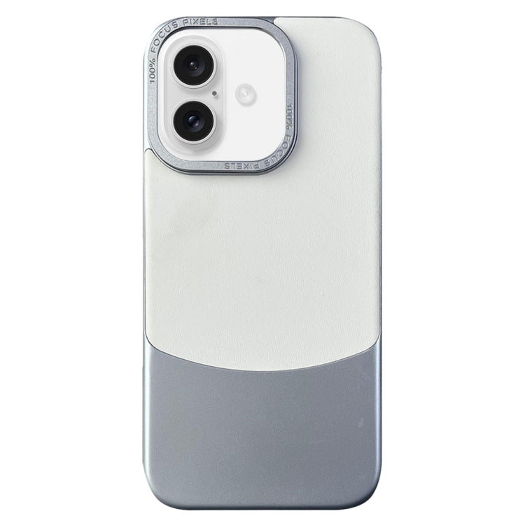 For iPhone 16 Plus Napa Texture PC + Leather Phone Case(Silver) - iPhone 16 Plus Cases by buy2fix | Online Shopping UK | buy2fix