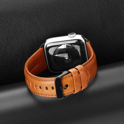 For Apple Watch Ultra 49mm DUX DUCIS Business Genuine Leather Watch Strap(Khaki) - Watch Bands by DUX DUCIS | Online Shopping UK | buy2fix