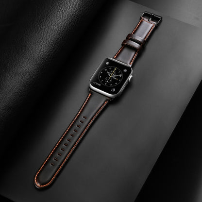 For Apple Watch Series 3 38mm DUX DUCIS Business Genuine Leather Watch Strap(Coffee) - Watch Bands by DUX DUCIS | Online Shopping UK | buy2fix