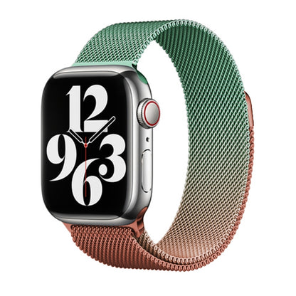 For Apple Watch SE 2023 44mm Milan Gradient Loop Magnetic Buckle Watch Band(Orange Green) - Watch Bands by buy2fix | Online Shopping UK | buy2fix