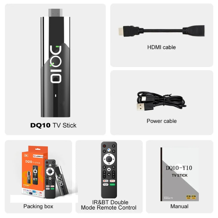 LEMFO DQ10 Allwinner H618 Quad Core ARM Cortex A53 8K HD Android TV Stick, RAM:4GB+32GB(AU Plug) - Android TV Sticks by LEMFO | Online Shopping UK | buy2fix