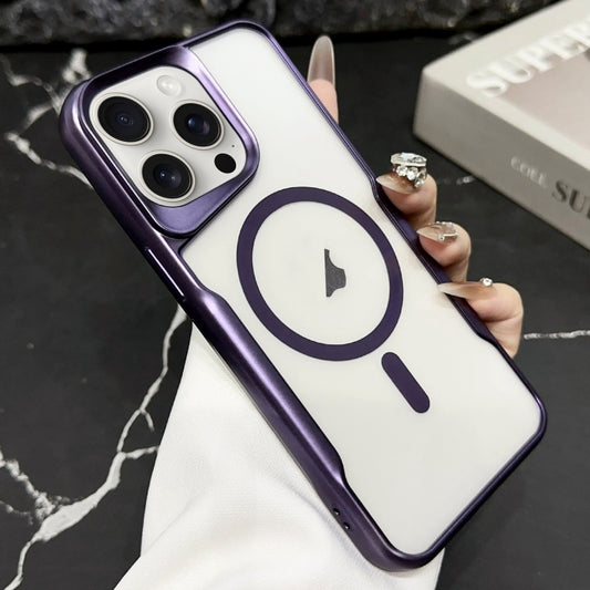 For iPhone 15 Pro Blade Electroplating Frosted MagSafe Magnetic Phone Case(Purple) - iPhone 15 Pro Cases by buy2fix | Online Shopping UK | buy2fix