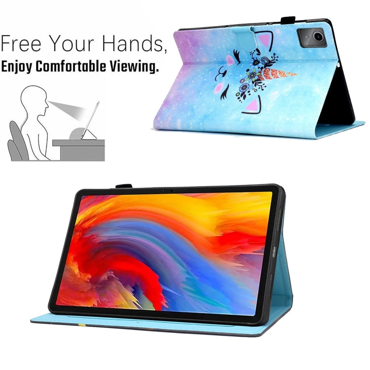 For Lenovo Tab M11 / Xiaoxin Pad 11 2024 Colored Drawing Sewing Pen Slot Leather Tablet Case(Wildebeest) - Lenovo by buy2fix | Online Shopping UK | buy2fix