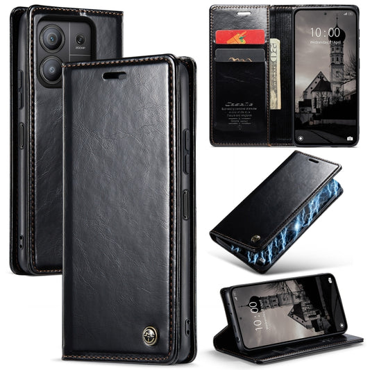 For Xiaomi Redmi Note 13 Pro 5G CaseMe 003 Crazy Horse Texture Flip Leather Phone Case(Black) - Xiaomi Cases by CaseMe | Online Shopping UK | buy2fix