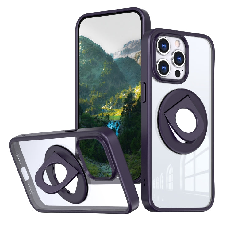 For iPhone 13 Pro Max / 12 Pro Max Transparent U-Ring Holder MagSafe Magnetic Phone Case(Purple) - iPhone 13 Pro Max Cases by buy2fix | Online Shopping UK | buy2fix