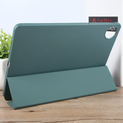 For Huawei MatePad Pro 11 2022/2024 Tri-fold Silicone Leather Tablet Case(Dark Green) - Huawei by buy2fix | Online Shopping UK | buy2fix