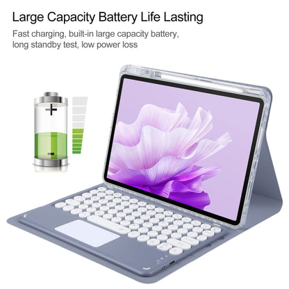 For Huawei MatePad Air 11.5 Round Button Bluetooth Keyboard Rotatable Holder Leather Case with Touchpad(Lavender Purple) - Huawei Keyboard by buy2fix | Online Shopping UK | buy2fix